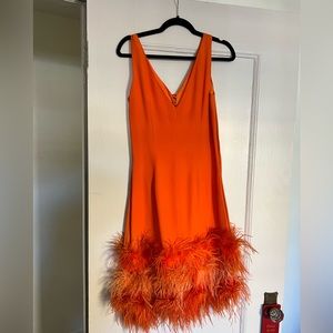 Vintage 70’s Orange Feather Dress